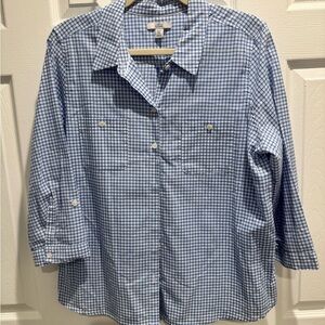 Croft & Barrow Blue and White Plaid Women’s shirt